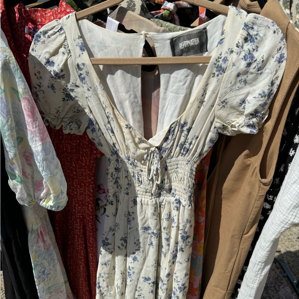 Reformation Blue Floral Midi Dress